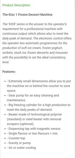 Frigomat kiss1 ice-cream machine (like new)