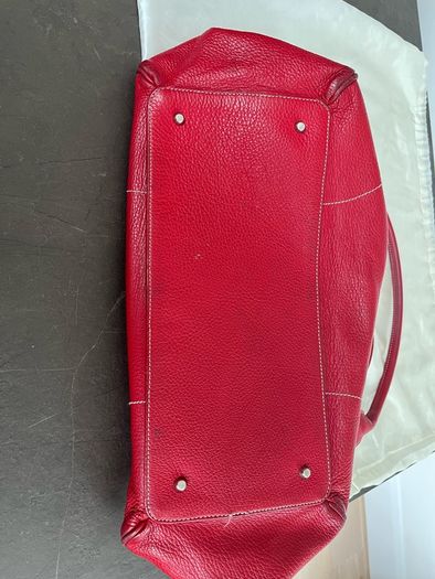 Furla Red Pebbled Leather Tote Bag