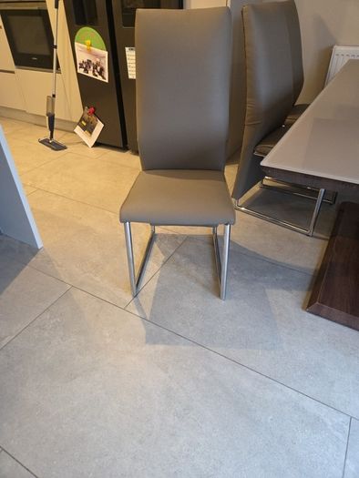 dining table and six chairs
