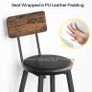 Bar Stools Set of 4, PU Upholstered Bar Chairs with Backrest and Footrest, Counter Height Stools Image 5