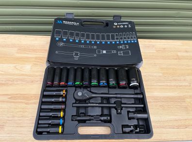 Brand New Manarola 23Pc 1/2" Deep Impact Socket Set 1/2" Ratchet