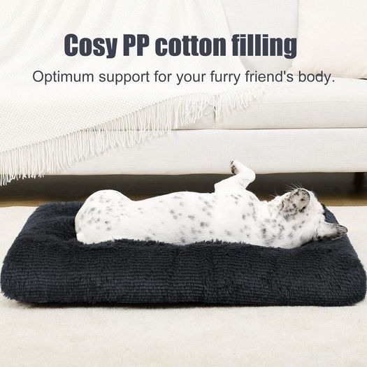 Calming Dog Bed for Medium Crate, Fluffy Washable Mattress, Long Plush Anti Anxiety Mat, Non Skid Bottom Dog Pillow Cushion, Pet Beds Shadow