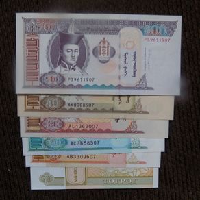 Lot of 6 Uncirculated Banknotes from Mongolia.2010-2017.