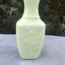 Vintage Celadon Green Glass Embossed Bottle Image 2