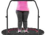 40''/48'' Foldable Fitness Trampoline - Max Load 400lbs / 450lbs, Rebounder with Adjustable Foam Handle Indoor/Outdoor Fitness Body Exercise
