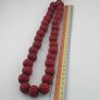 Antique African Red Melon Shape Big Glass Beads Necklace Strand Image 6