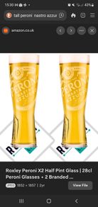 2 Tall Peroni Nastro Azzuro Glasses
