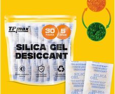 5g x 30 Packs Silica Gel Desiccant Sachets, Reusable Dehumidifiers with Color Indicator, Ideal for Storage, Closets, and Basements