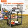 One-piece Folding Portable Cook Station with A Carrying Bag, Aluminum Camping Table 4 Iron Side Tables & 2 Shelves, Ideal for Outdoor Picnics, BBQs, Camping, RV Traveling Image 2
