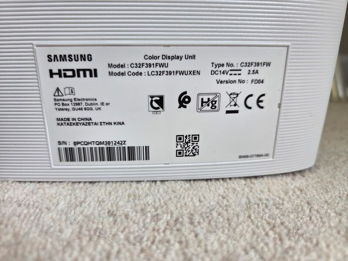 Samsung C32F391FWU 32in Curved Full HD Monitor - Works - No Stand
