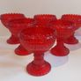 Fabulous Vintage Retro Set of Six Matching Red Sundae Glasses with a Relief Pattern Very Similar to the Very Popular Iittala Marimekko Maribowl Glasses in Cranberry - Perfect for Halloween Image 8