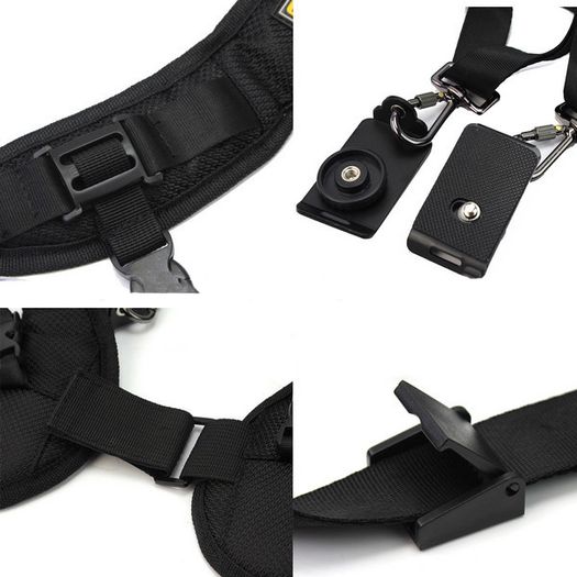 Double Dual Shoulder Strap Sling Belt For Two Cameras DSLR