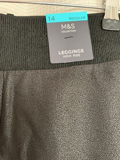 New M&S Black Coated Leggings
