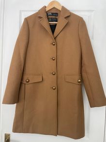 Zara Camel Manteco Wool-blend Coat - Size M -