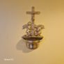 Antique  Brass Angel Holy Water Font Religious Wall Art Image 8