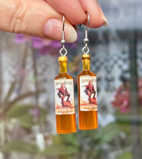 Mini Spiced Rum Bottle Drop Earrings.
