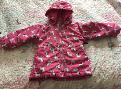 Baby Girls Pink padded Zebra print Jacket with hood 1-2 Yrs