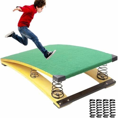 Gymnastics Springboard for Kids Vaulting Training Fitness Playing, Portable Curved Spring Board, Hard Wood Practice Equipment, Elastic Board for Home Room Athletics Training