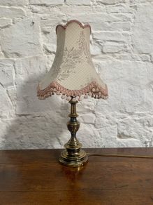 Late 20th Century Brass Table Lamp with Shade.