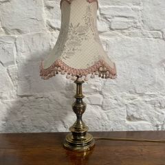 Late 20th Century Brass Table Lamp with Shade.