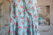 Cath Kidston summer strawberry floral print tea dress S 10 pockets Brand New