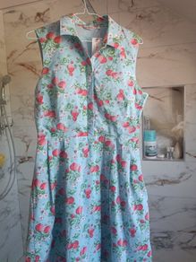 Cath Kidston summer strawberry floral print tea dress S 10 pockets Brand New