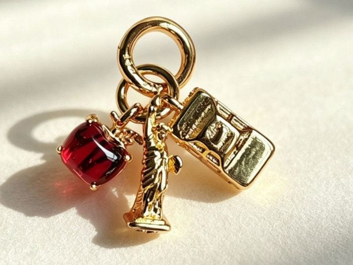 Pandora New York Icons Triple Dangle Gold Charm   New