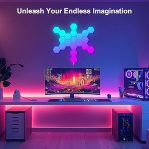 Hexagon LED Lights 8 Pack Hex Wall Light RGB Gaming Panels Hexagonal Smart Lighting Panel Sync to Music for Room Bar Gaming Setup Bedroom