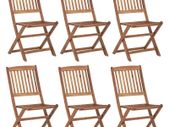 Folding Garden Chairs 6 pcs Solid Acacia Wood