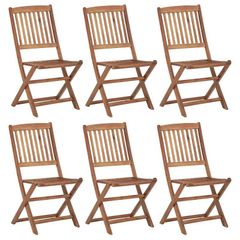 Folding Garden Chairs 6 pcs Solid Acacia Wood