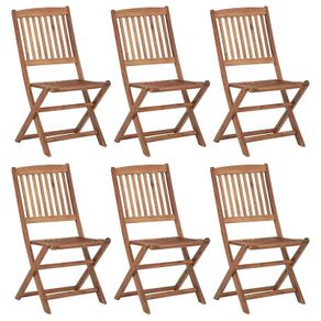 Folding Garden Chairs 6 pcs Solid Acacia Wood