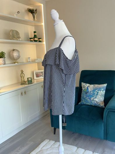 Brand-new Navy & White Stripped Cold Shoulder Ladies Top from Dunnes Stores