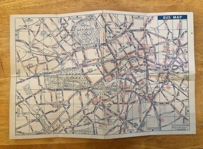 Vintage 1960's London Underground & Bus Map