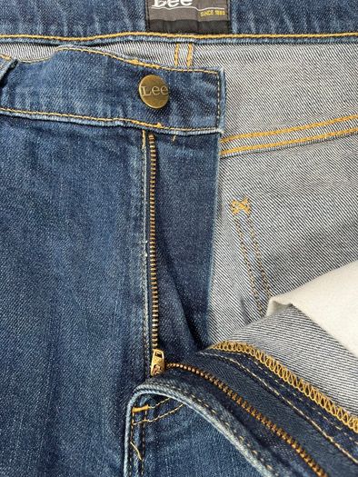 Lee Brooklyn Jeans Mens W33 L30.5 Blue Denim Regular Straight Zip Fly Cotton