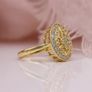 Vintage Style Crystal Gold Tone Ring Image 3