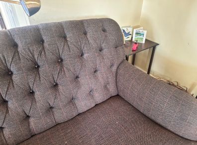 2/2.5 seater Button Harris Tweed couch/sofa