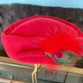 Vintage Mitzi Boutique of London Red Pill Box Hat with Peacock Feather Image 9
