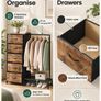 Rustic Brown Clothes Rail with 5 Drawers and Shoe Storage Image 3