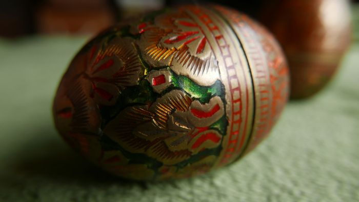 Vintage Decorated Brass Eggs
