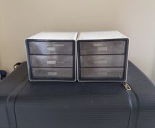 Set of 2 Desktop Storage Organisers + FREE Soap Dispenser & Brand New Notebook
