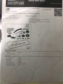 Timing chain complete kit to suit Mercedes W211 & W212