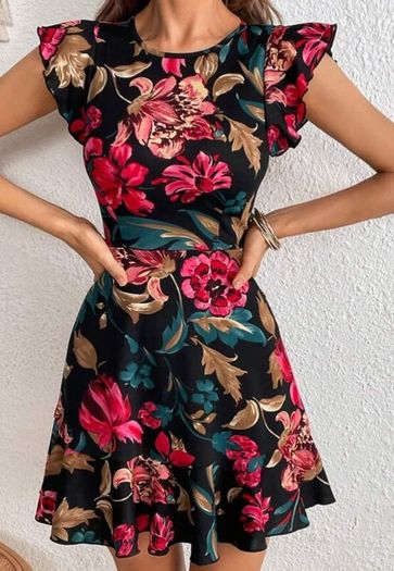 Sexy black floral dress for crossdresser and ladies