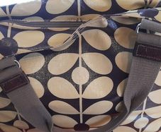 Orla Kiely Chocolate Brown and Cream Shoulder Bag