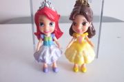 Disney Princess Mini Toddler Ariel  and Belle Sparkly Dress  3" Dolls