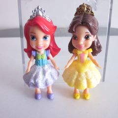 Disney Princess Mini Toddler Ariel  and Belle Sparkly Dress  3" Dolls