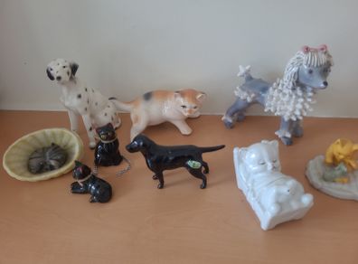 Antique cat and dog figurines  - including Beswick