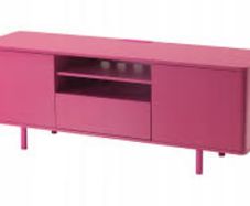 Mostrop Ikea TV stand unit cabinet vtg Pink Rose glass shine unit ps