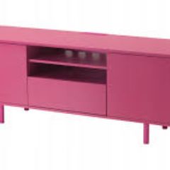 Mostrop Ikea TV stand unit cabinet vtg Pink Rose glass shine unit ps