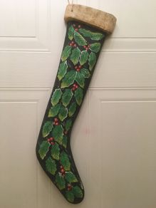 Handmade Wooden Christmas Stocking Decoration