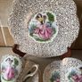 1930's Delphine Bone China 15 Puece Teaset with pale pink inside Image 10